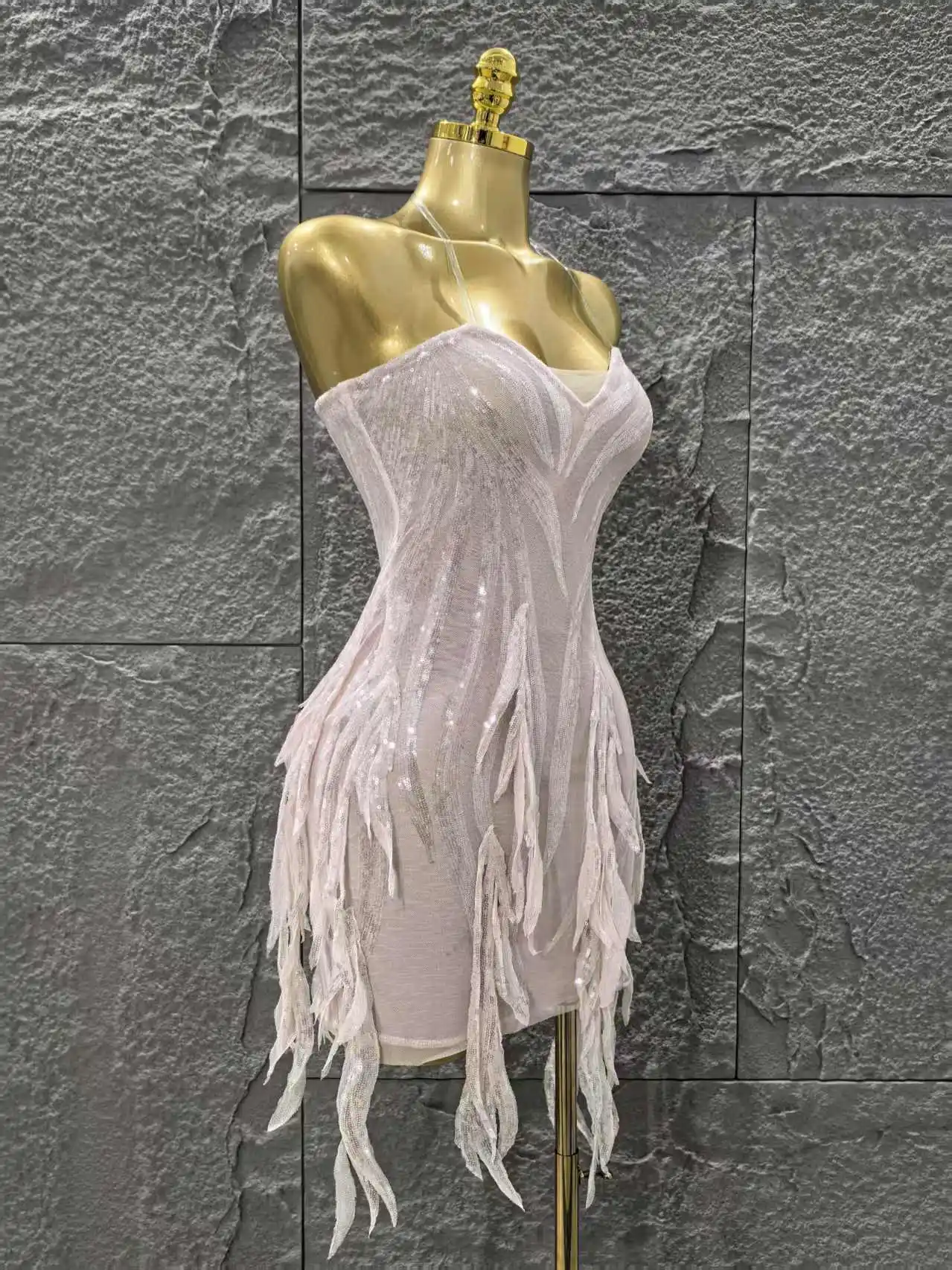 Pink Color Women Sexy Strapless Sexy Sequins Bodycon Mini Dress Nightclub Party Girls' Birthday Cocktail Outfit - Image 4