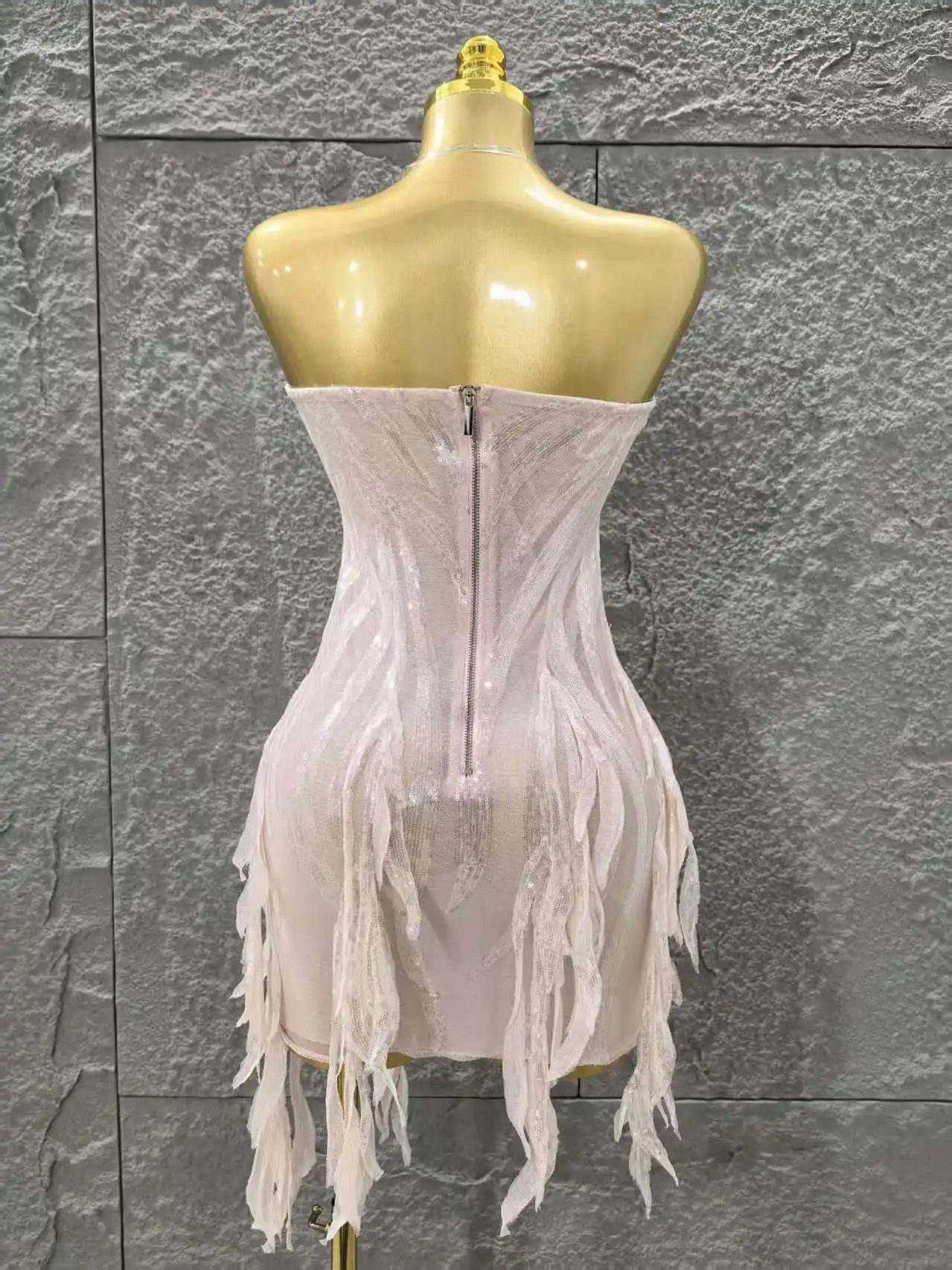 Pink Color Women Sexy Strapless Sexy Sequins Bodycon Mini Dress Nightclub Party Girls' Birthday Cocktail Outfit - Image 6