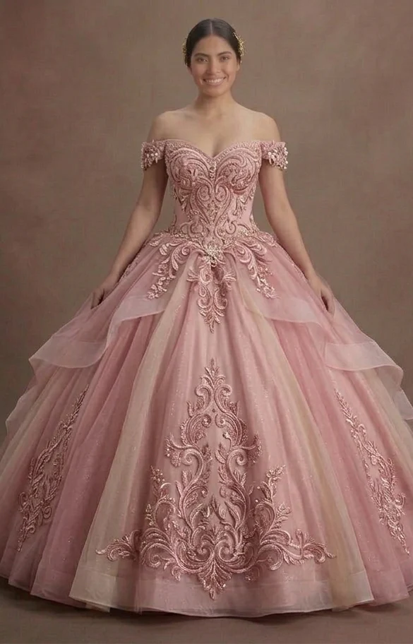 Pink Quinceañera Dress - Hand-Stitched Embroidery Luxe - Image 2