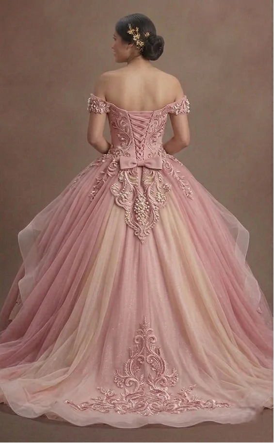 Pink Quinceañera Dress - Hand-Stitched Embroidery Luxe - Image 3