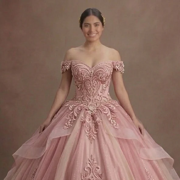 Pink Quinceañera Dress - Hand-Stitched Embroidery Luxe - Image 4