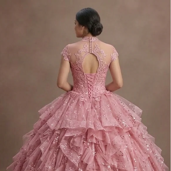 Pink Quinceañera Dress - Multi-Layered Tulle Skirt 2026 - Image 5
