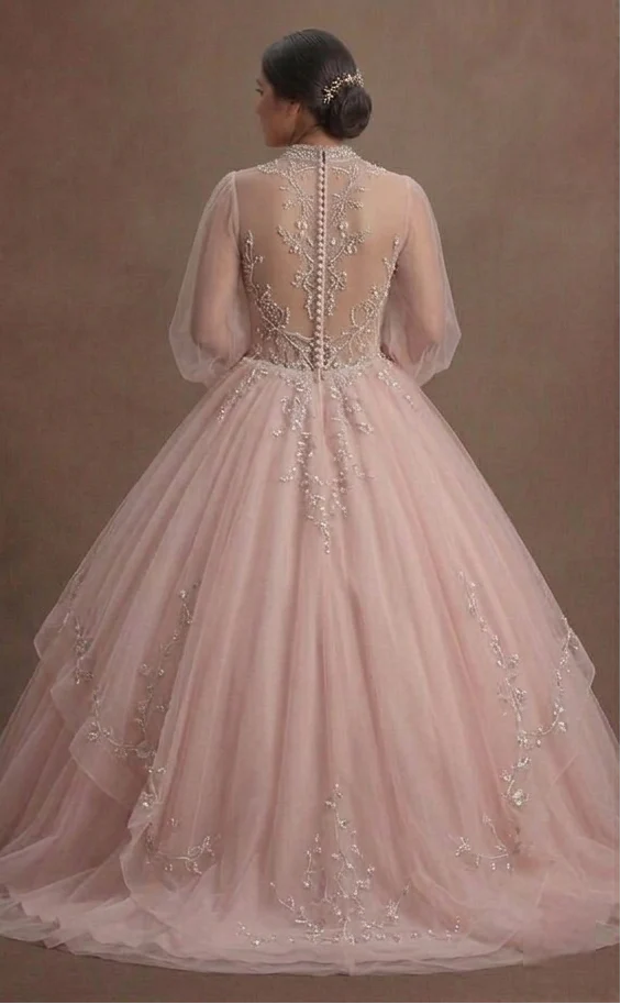 Pink Quinceañera Dress - Soft Blush Tulle Dream Gown - Image 3