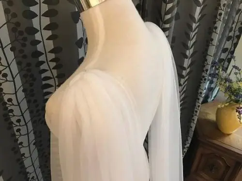 Plain Wedding Cape Veil Bridal Shoulder Veil White/Ivory Tulle Long Cape Cloak Shawl White/ Ivory - Image 5