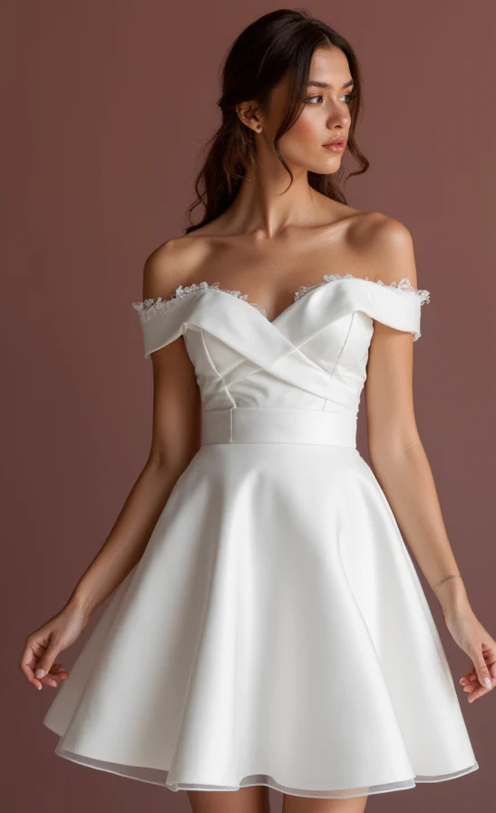Playful Short Wedding Dress and Mini Dress with a Bow Waist for a Cute Look - Image 2