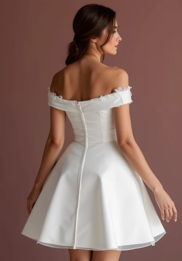 Playful Short Wedding Dress and Mini Dress with a Bow Waist for a Cute Look - Image 3