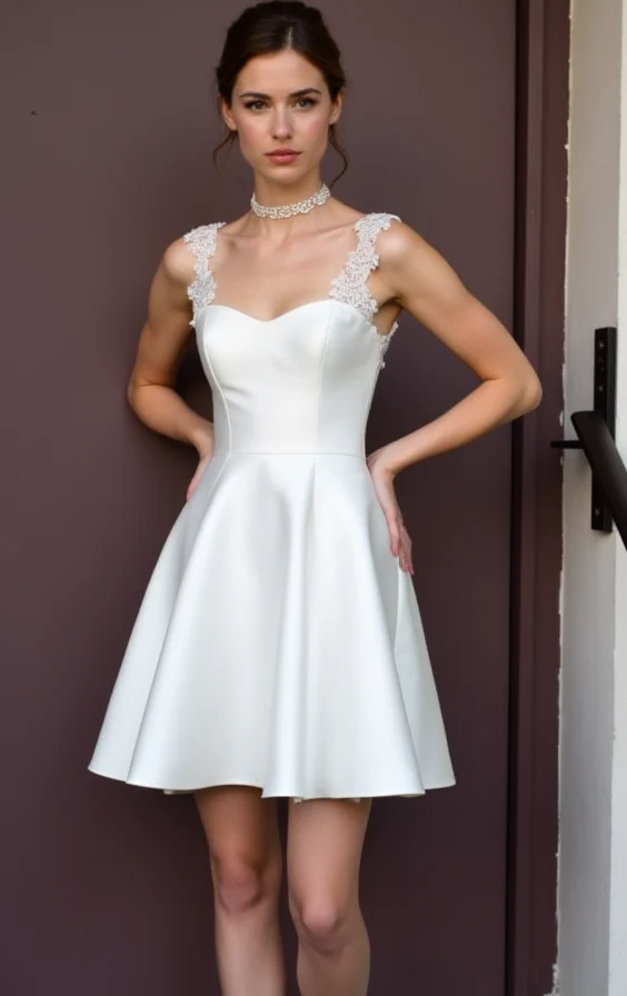 Playful Short Wedding Dress and Mini Dress with Polka Dot Tulle for a Fun Look - Image 2
