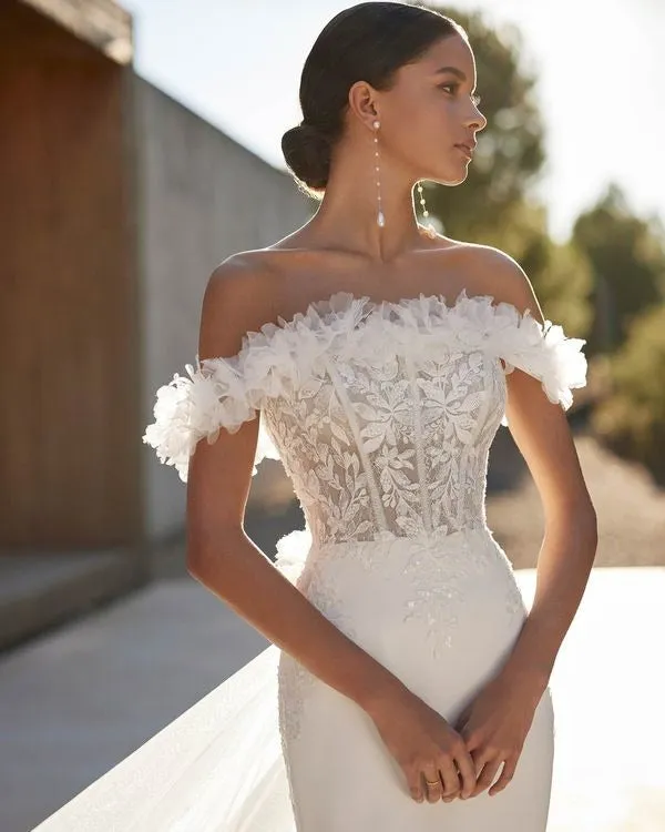 Romantic, Three-Piece Mermaid-Style Wedding Dress Princess Modern Mermaid Satin Vestido De Novia Bridal Gown Court Train Bow - Image 3