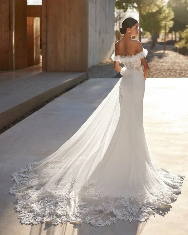 Romantic, Three-Piece Mermaid-Style Wedding Dress Princess Modern Mermaid Satin Vestido De Novia Bridal Gown Court Train Bow - Image 4