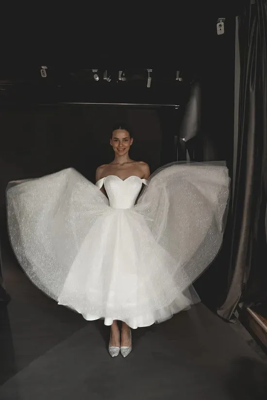 Off-Shoulder Shiny Wedding Dress Vestido De Novia Simple Court Train Dress Satin Mermaid Princess Bridal Gown Bow - Image 5