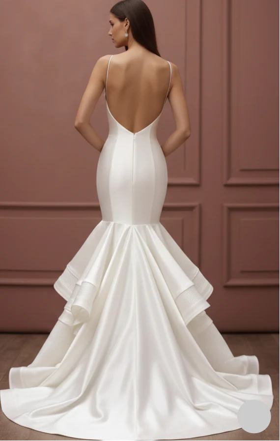 Silver White Wedding Dress Matte Finish Long Evening Bridal - Image 3