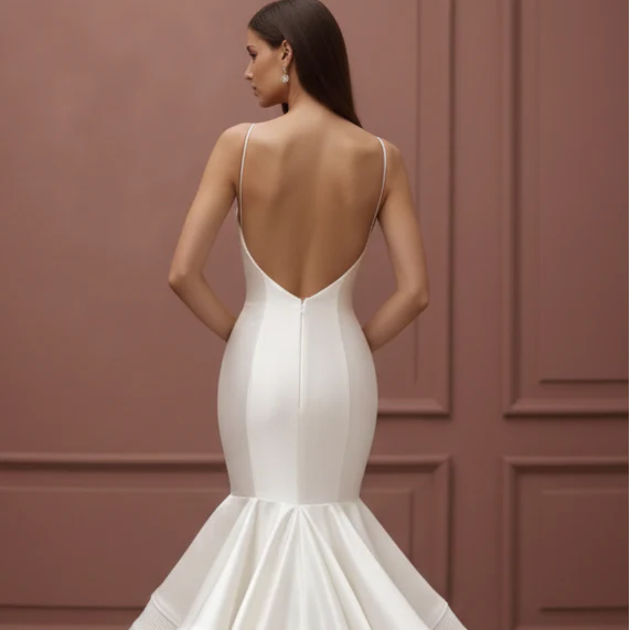 Silver White Wedding Dress Matte Finish Long Evening Bridal - Image 5