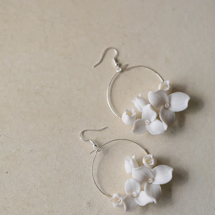 Porcelain Flower Hair Comb Pin Clip Silver Color Head Piece Brides Party Gift Flower Hairpins Wedding Accessories Bridal Jewelry - Image 6