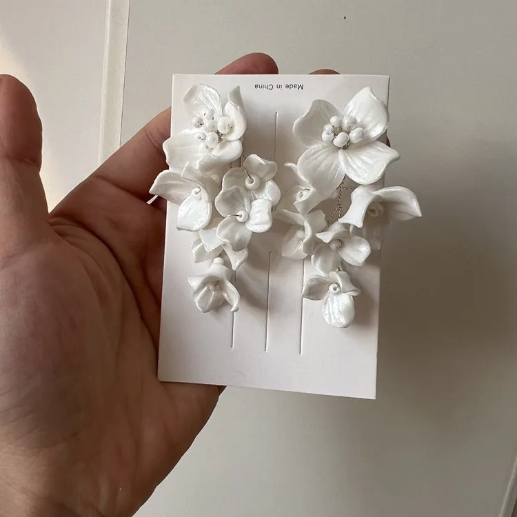 Porcelain Flower Hair Pin Clip Silver Color Head Piece For Brides Bridesmaids Leaf Hairpin Bridal Jewelry Wedding Accessories - Image 5