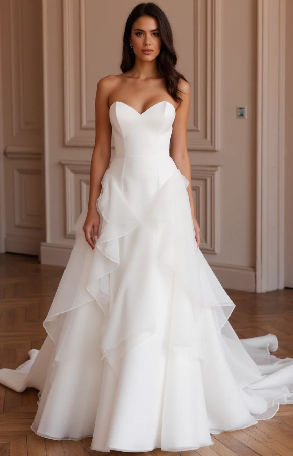 Princess Ball Gown Wedding Dress with a Sparkling Crystal Bodice - Image 2