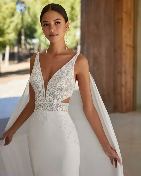 Modern Two-piece Mermaid-Style Wedding Dress Princess Vestido De Novia Bridal Gown Mermaid Satin Court Train Bow - Image 4