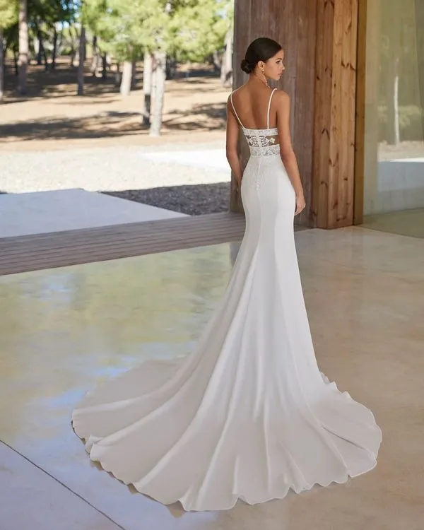 Modern Two-piece Mermaid-Style Wedding Dress Princess Vestido De Novia Bridal Gown Mermaid Satin Court Train Bow - Image 5