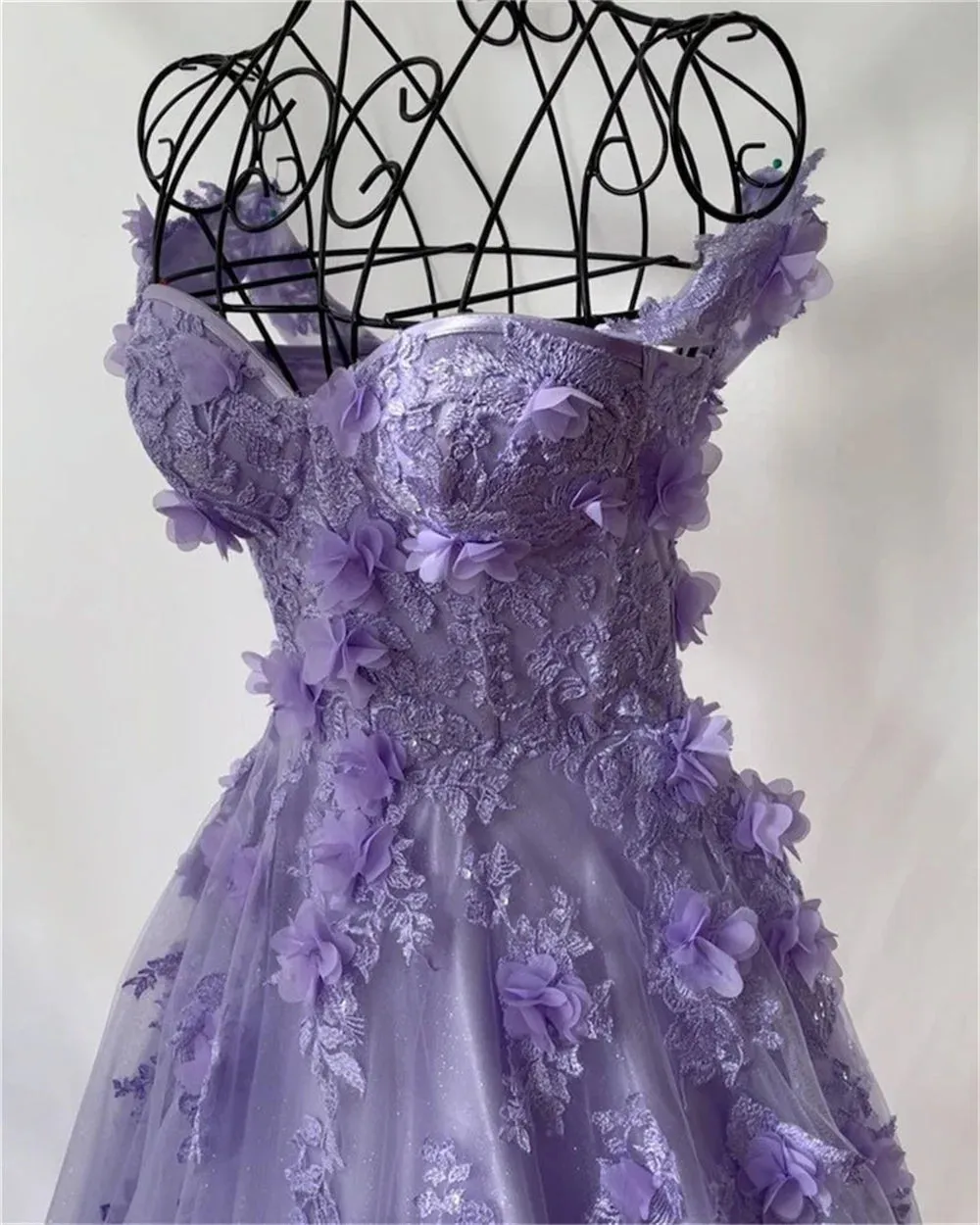 Princess Off Shoulder فساتين السهرة Sweet 3D Flower A-line Prom Dress Side Split Lace Embroidery Vestidos De Noche - Image 2