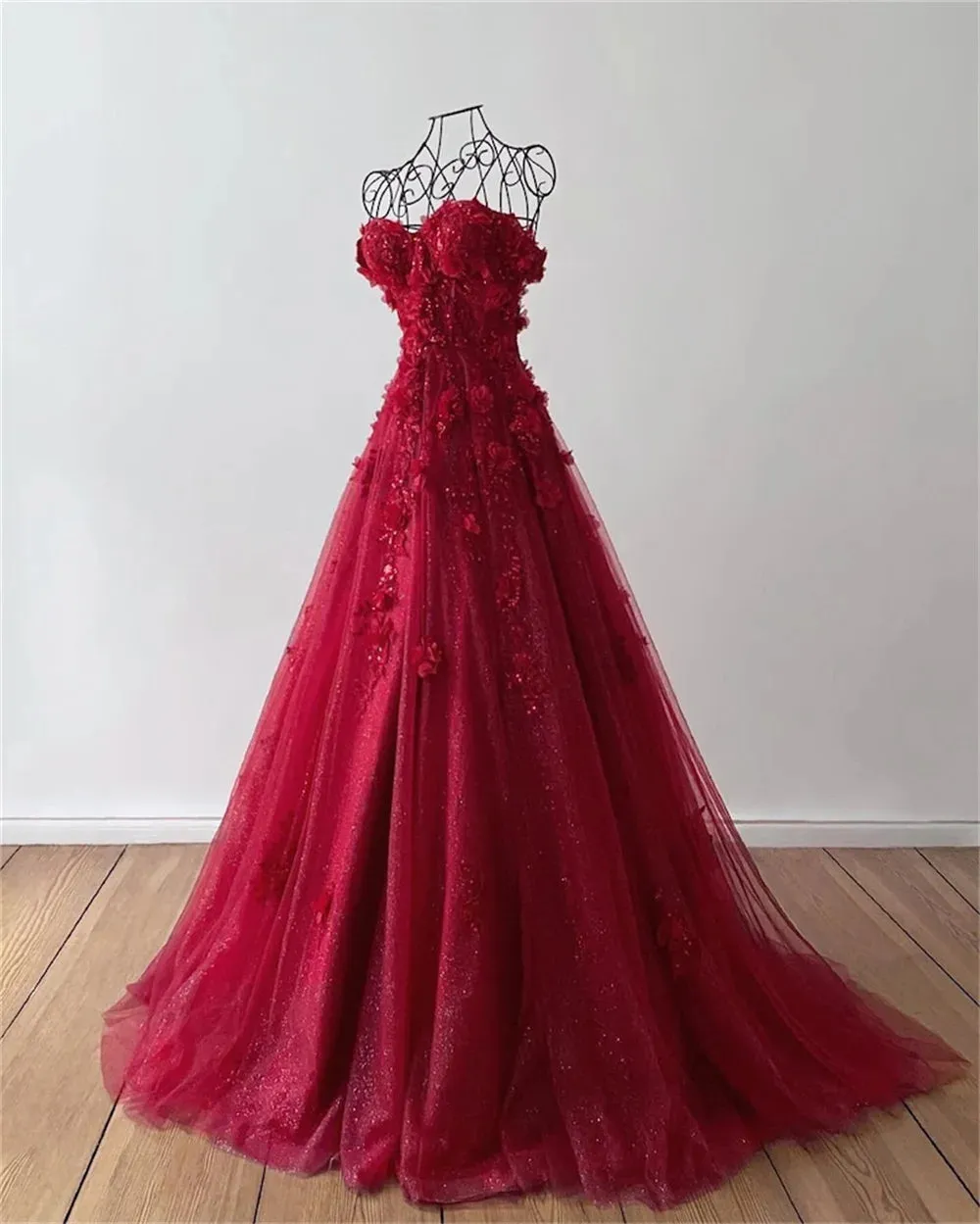 Princess Off Shoulder فساتين السهرة Sweet 3D Flower A-line Prom Dress Side Split Lace Embroidery Vestidos De Noche - Image 4