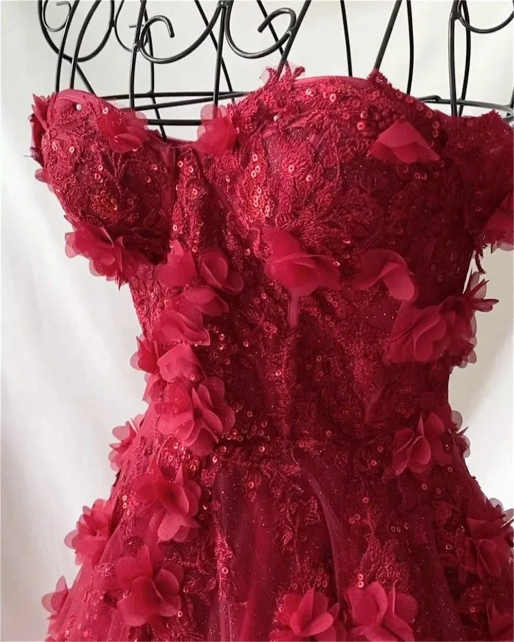 Princess Off Shoulder فساتين السهرة Sweet 3D Flower A-line Prom Dress Side Split Lace Embroidery Vestidos De Noche - Image 7