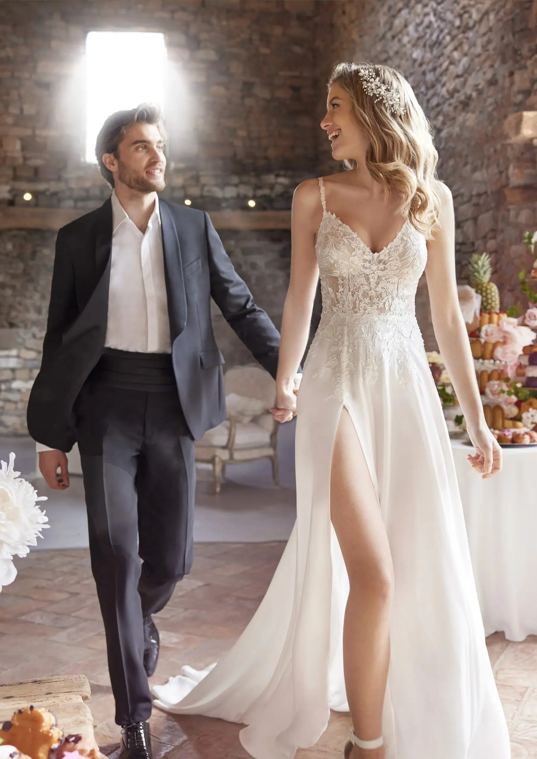 Floating Georgette with a Slit Wedding Dress Court Train Modern Princess Vestido De Novia Mermaid Bow Satin Bridal Gown - Image 3