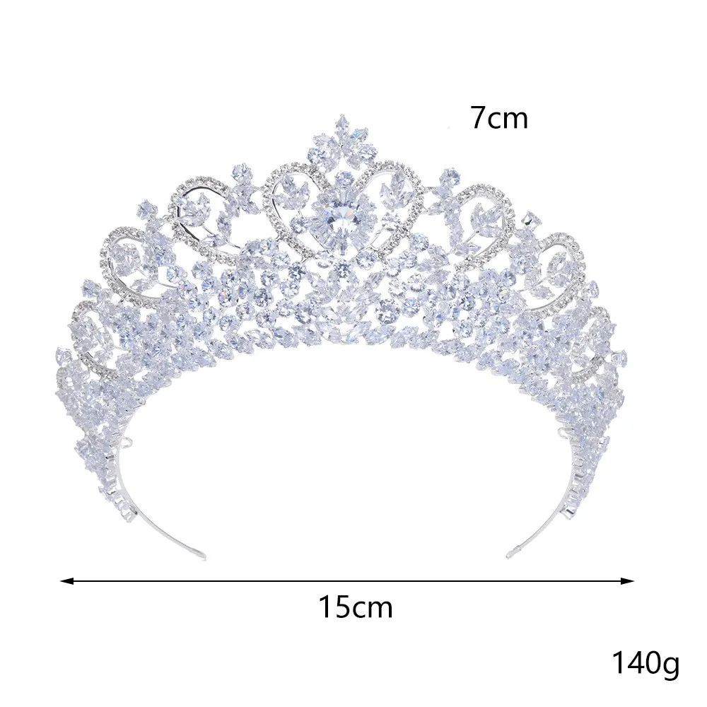 Princess Queen Crystal Zirconia Tiaras and Crowns Zircon Headband For Brides Headpiece Wedding Accessories Bridal Hair Jewelry - Image 4