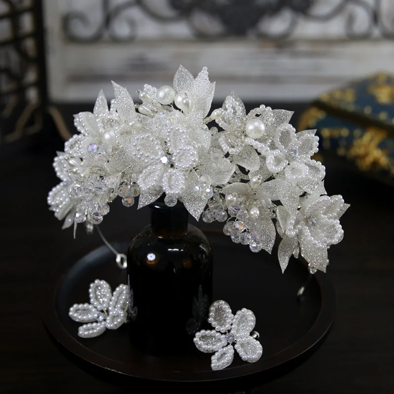 Princess Wedding Crowns For Bride Hair Accessories Flower Pearl Bridal Tiara Crown For Women Party Prom Wedding Hair Headdress - Image 2