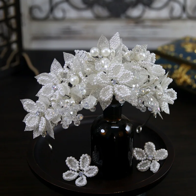 Princess Wedding Crowns For Bride Hair Accessories Flower Pearl Bridal Tiara Crown For Women Party Prom Wedding Hair Headdress - Image 3
