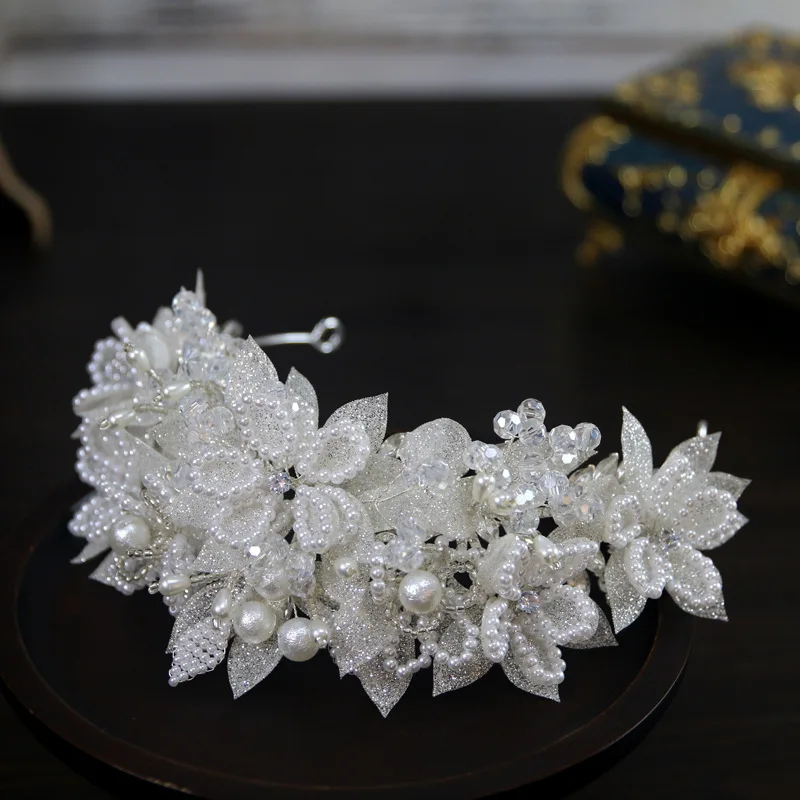 Princess Wedding Crowns For Bride Hair Accessories Flower Pearl Bridal Tiara Crown For Women Party Prom Wedding Hair Headdress - Image 4