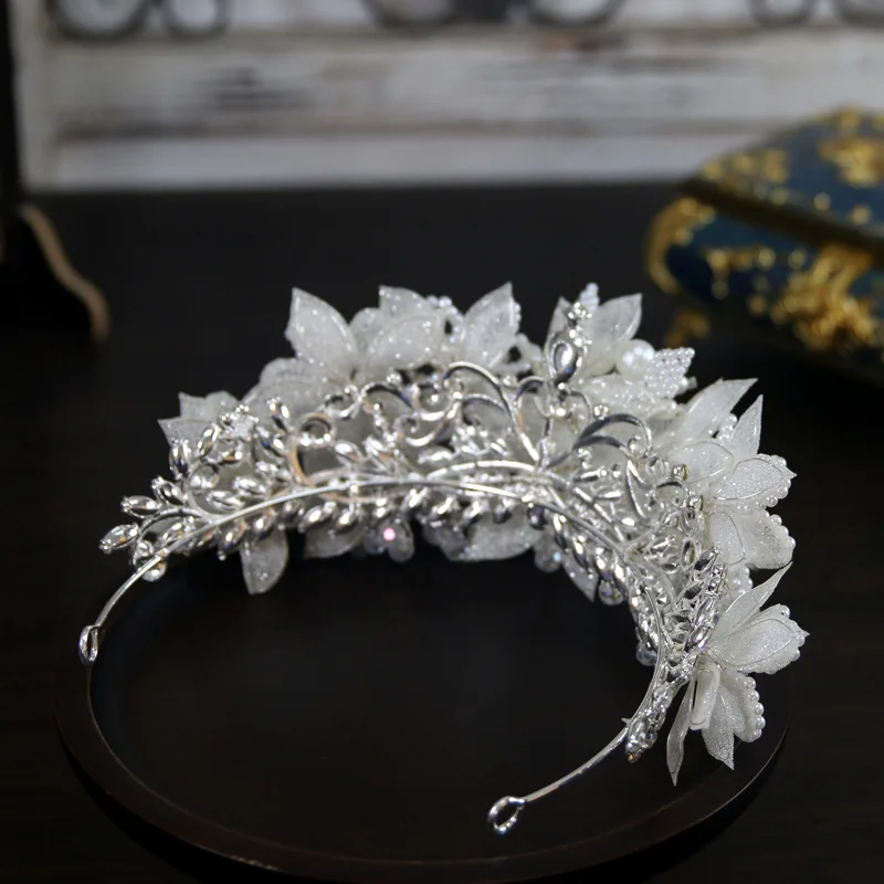 Princess Wedding Crowns For Bride Hair Accessories Flower Pearl Bridal Tiara Crown For Women Party Prom Wedding Hair Headdress - Image 5