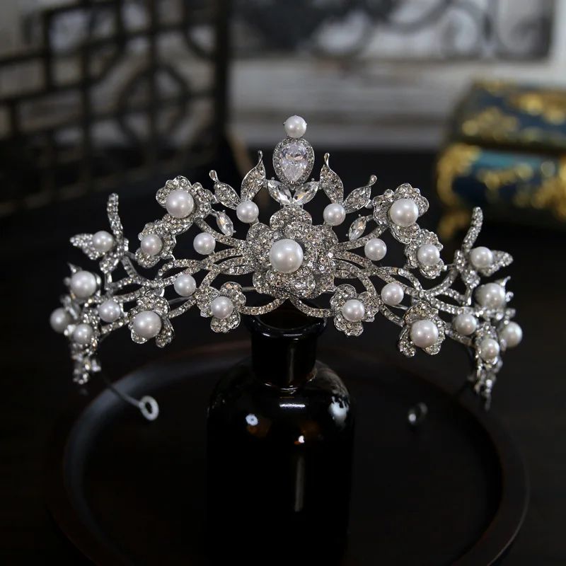 Princess Wedding Crowns For Bride Hair Accessories Flower Pearl Bridal Tiara Crown For Women Party Prom Wedding Hair Headdress - Image 6