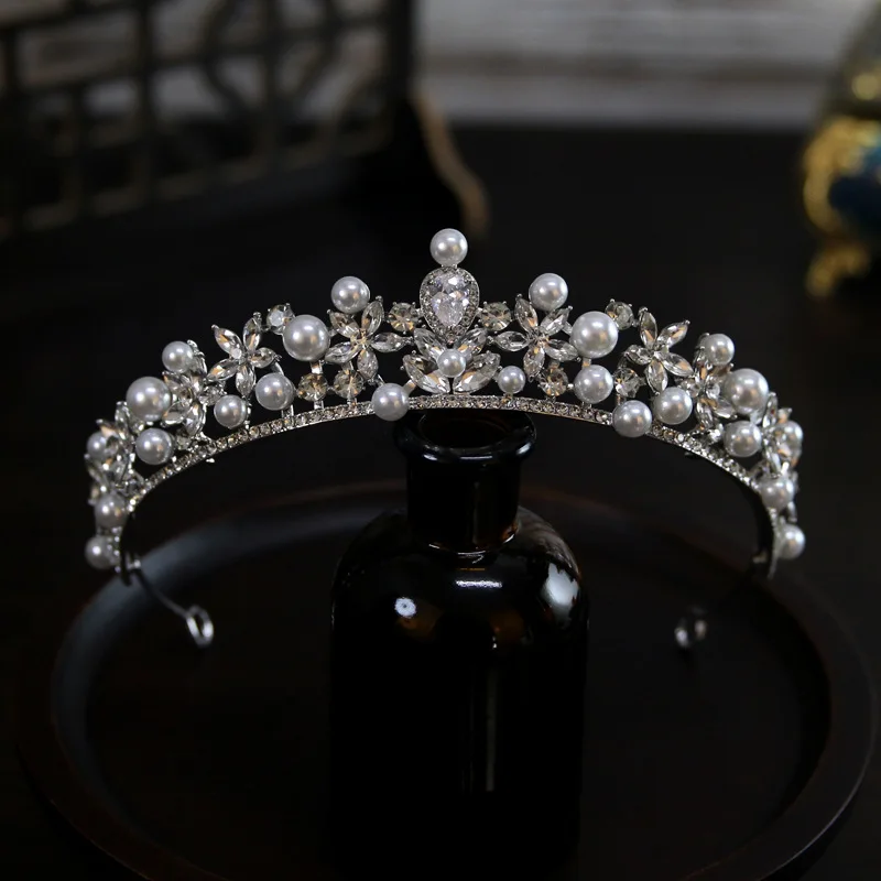 Princess Wedding Crowns For Bride Hair Accessories Flower Pearl Bridal Tiara Crown For Women Party Prom Wedding Hair Headdress - Image 7