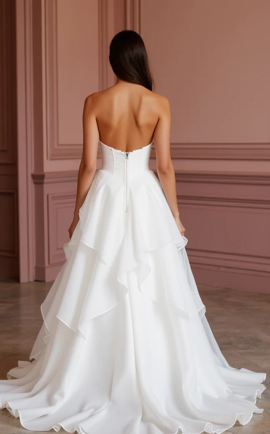 White Princess Wedding Dress with Floral Appliqués for a Romantic Touch - Image 3