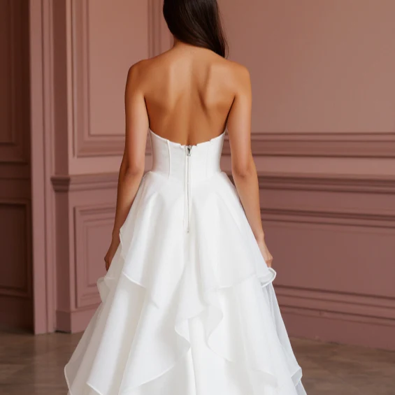 White Princess Wedding Dress with Floral Appliqués for a Romantic Touch - Image 5