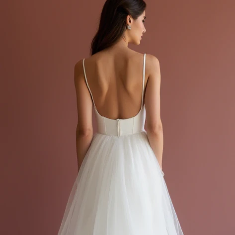 Princess White Wedding Dress with a Dramatic Skirt for a Grand Bridal Moment - Image 5