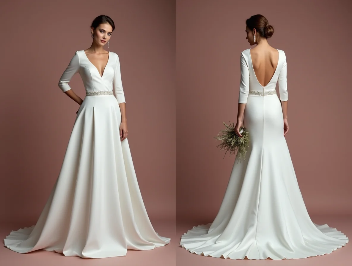 Princess White Wedding Dress with Long Sleeves for a Graceful Look - Image 2