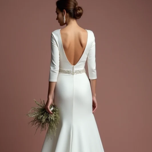 Princess White Wedding Dress with Long Sleeves for a Graceful Look - Image 3