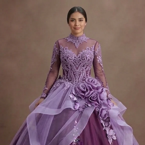 Purple Quinceañera Dress - Two-Tone Tulle XV Party Wear - Image 4