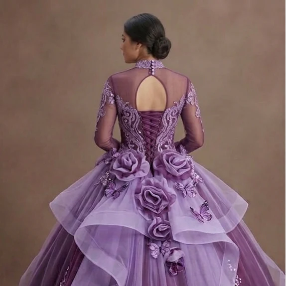 Purple Quinceañera Dress - Two-Tone Tulle XV Party Wear - Image 5