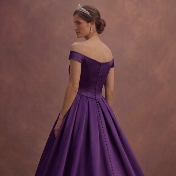 Purple Wedding Dress Ball Gown Satin Royal Princess Dress - Image 5