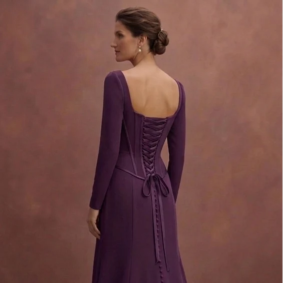Purple Wedding Dress Corset Crepe Sculpted Wedding Dress - Image 5