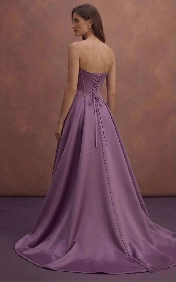 Purple Wedding Dress Corset Satin Modern Bridal Look - Image 3