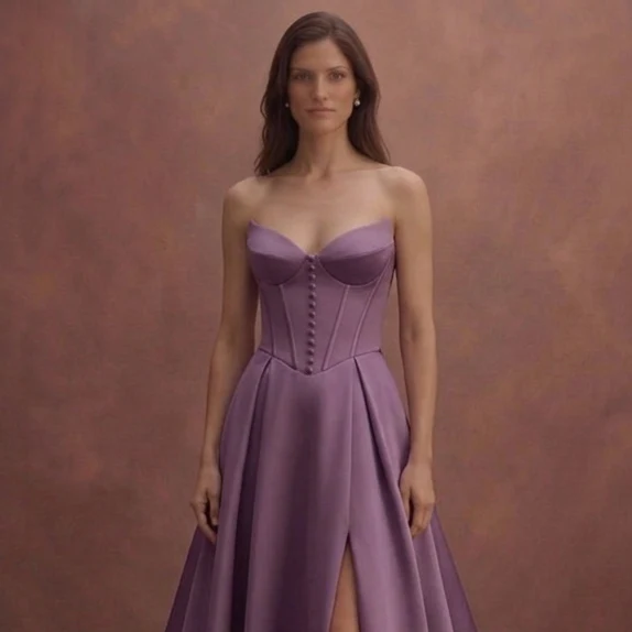 Purple Wedding Dress Corset Satin Modern Bridal Look - Image 4