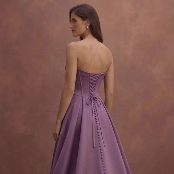 Purple Wedding Dress Corset Satin Modern Bridal Look - Image 5