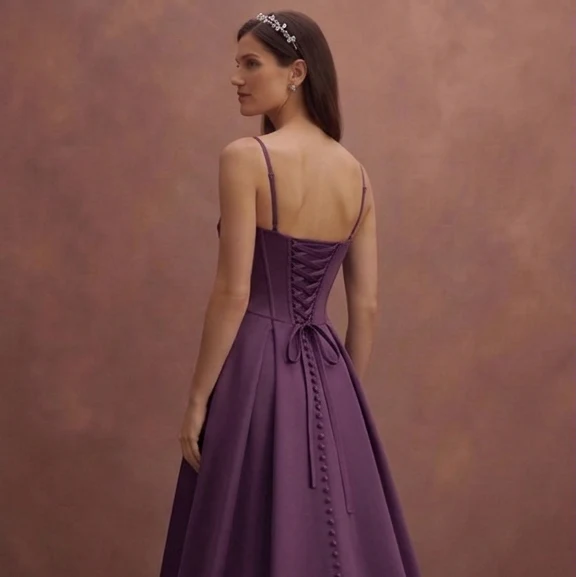 Purple Wedding Dress Corset Satin Structured Bridal Dress - Image 5