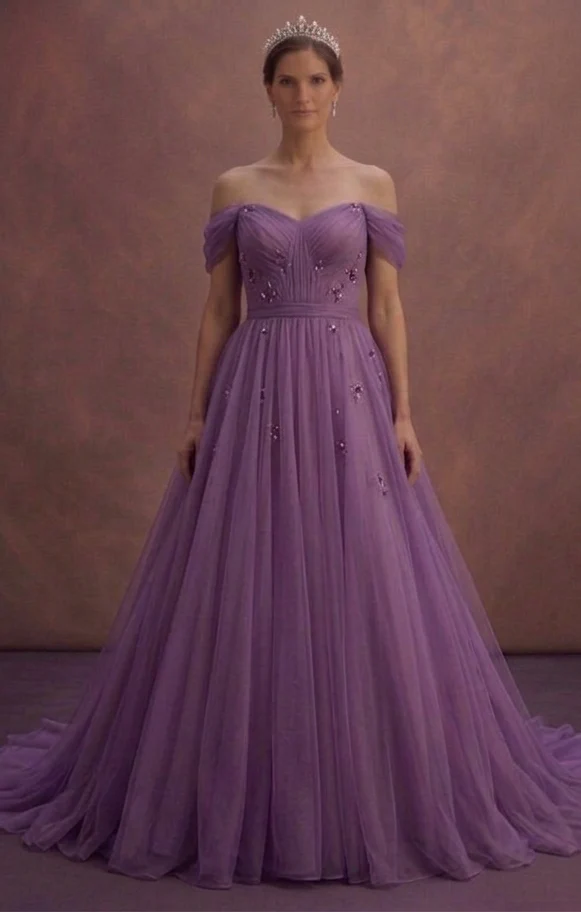 Purple Wedding Dress Off Shoulder Chiffon Dream Dress - Image 2