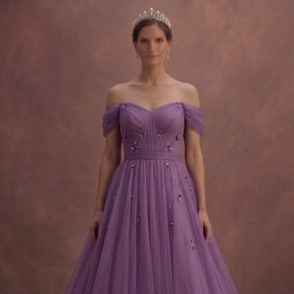 Purple Wedding Dress Off Shoulder Chiffon Dream Dress - Image 4