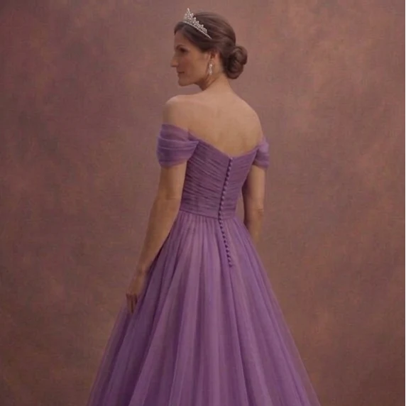Purple Wedding Dress Off Shoulder Chiffon Dream Dress - Image 5