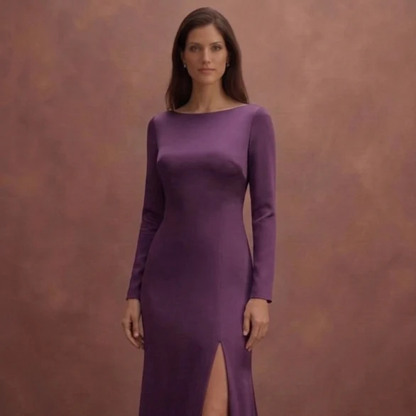 Purple Wedding Dress Sheath Silk Minimalist Bridal Dress - Image 4