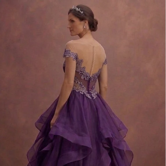 Purple Wedding Dress Strapless Organza Voluminous Gown - Image 5